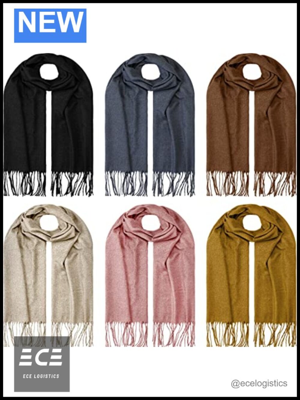 6 Pack Winter Scarves Faux Cashmere Shawl Wrap Women Cold Weather Warm